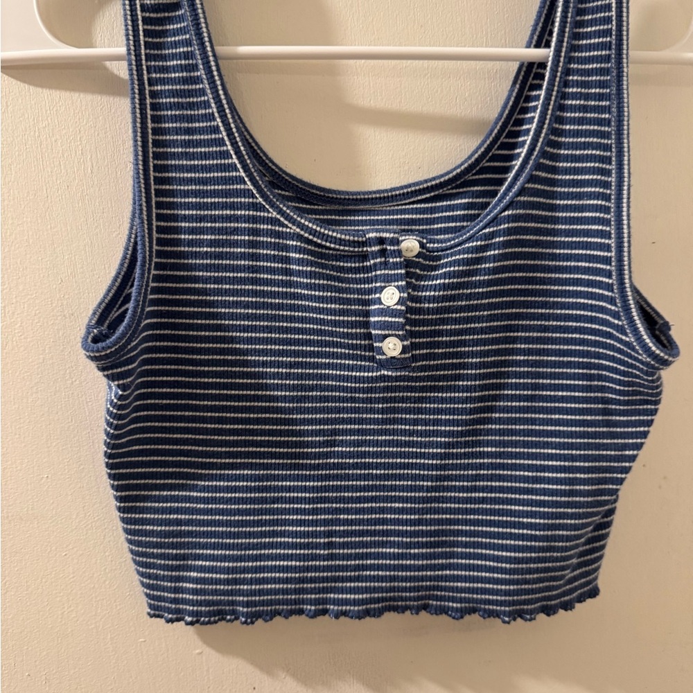 American Eagle Striped Blue Tank Top